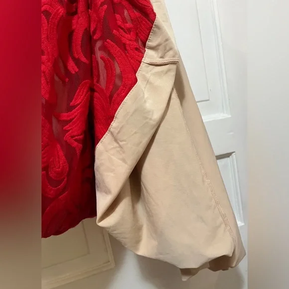 Portia and Scarlett S&N Red Strapless Embroidered Lace Evening Floor Length Gown - Picture 4 of 7